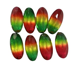 Precio al por mayor, piedra preciosa natural, piedra de cristal doble multicolor, forma ovalada de corte doble facetado en ambos lados para la fabricación de joyas - Product Image 1