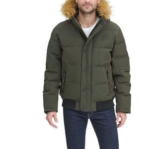 Blouson d'hiver matelassé pour homme, col montant, en toile, à capuche, style urbain, logo frontal, prix bas - Product Image 4