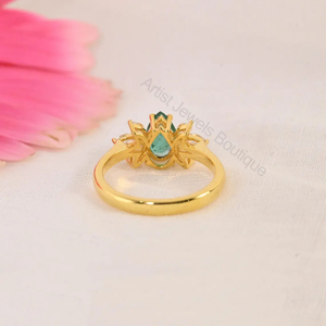 Natural Zambian <b>Emerald</b> Pear Engagement Wedding <b>Ring</b> Moissanite 925 Sterling <b>Silver</b> Solid Gold Luxury OEM ODM Wholesale Supplier - Product Image 3