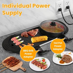Grill elettrico 2-in-1 da 2200W a riscaldamento rapido, con pentola elettrica da 3.7 QT, antiaderente, per interni, con controllo separato della temperatura, smontabile - Product Image 2