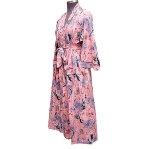 Kimono de Uso Diario con Estampado Floral, Color Rosa, Vestido Playero para Mujer, Secado Rápido, 100% Algodón, Cuello en V, Cierre con Cinturón - Product Image 2
