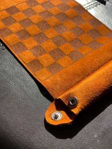 Leather Magnetic <b>Backgammon</b> <b>Set</b> Foldable Travel Game for Outdoor & Party Use Orange with Fabric Tag - Product Image 6