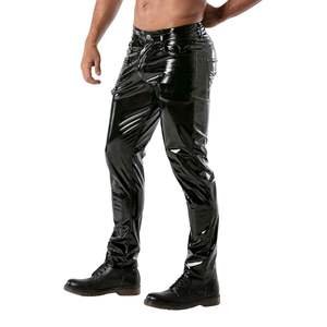 Kinky Chippendale Formal Leather Pants Men Slim Fit Straight <b>Elastic</b> Waist Black Waterproof Eco-Friendly Lightweight <b>Lace</b> Fetish - Product Image 3