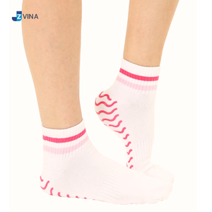 Custom Logo Non-Slip Yoga <b>Socks</b> Double <b>Grip</b> Technology Anti-Slip Indoor Gym Barre Women Thin Knitted Made In Vietnam JZVINA - Product Image 3
