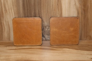 Genuine Leather <b>Cup</b> Coaster Promotional Square Leather Drink Coffee Tebal Coasters <b>Customized</b> Logo - Product Image 3