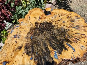 Handcrafted Live Edge Wood Slab Table with Blue Epoxy Resin Outdoor Rustic Furniture <b>Decoration</b> Irregular Shape Durable - Product Image 5