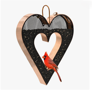 Mangeoire à oiseaux en cuivre en forme de cœur, suspendue, en métal poli, décoration de jardin extérieure, résistante à la rouille, pour cardinaux, style moderne, décoration intérieure - Product Image 1