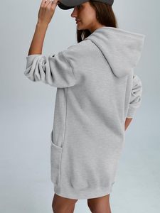 <b>Women</b> Oversized V-Neck <b>Sweatshirt</b> <b>Dress</b> With Pockets Cotton Blend Knitted Autumn Casual Wear - Product Image 5