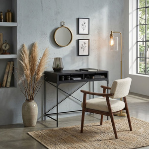 Escritorio Metálico Moderno con Gabinete de Almacenamiento, Diseño de Mediados de Siglo para Oficina en Casa - Product Image 1