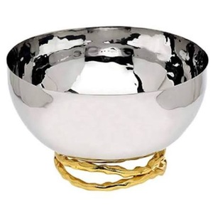Frutero de acero inoxidable con base de pedestal de hoja de ginkgo dorada, centro de mesa decorativo de metal hecho a mano para el hogar - Product Image 4