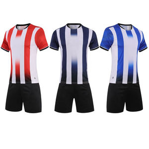 Ensemble de maillot de football rayé pour homme, manches courtes, col rond, polyester respirant, ensemble uniforme, couleur dégradée, toutes saisons - Product Image 1