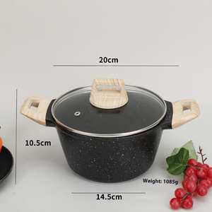 Casserole antiadhésive avec couvercle en verre et poignée en bois pour cuisine domestique - Product Image 6