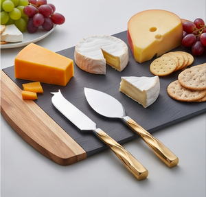 Ensemble de couteaux à fromage et de spatules à fromage en acier inoxydable avec finition miroir dorée, parfait pour les ustensiles de cuisine et les outils de cuisine à domicile - Product Image 6