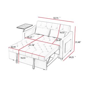 Divano Letto in Velluto Grigio - Product Image 3