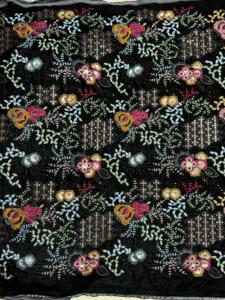 Deluxe embroidered velvet fabric black base floral vine <b>sequin</b> work for designer dresses evening gown kaftan <b>material</b> - Product Image 3