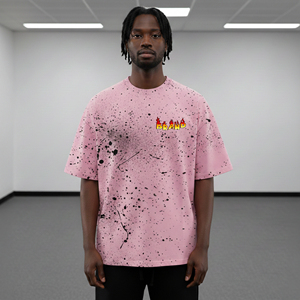 เสื้อยืดผู้ชายแฟชั่นใหม่ทรงโอเวอร์ไซส์ ผ้าฝ้าย 100% ลายพ่นสี ทรงไหล่ตก คอกลม แขนสั้น ระบายอากาศได้ดี ไซส์พลัส - Product Image 4