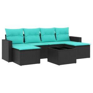 Divano da 7 pezzi in Poly Rattan nero con cuscini eleganti mobili da esterno - Product Image 2