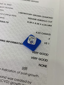 Venta al por mayor de diamantes cultivados en laboratorio CONCEPTION de 4.23 ct, corte Asscher, blancos, certificados por IGI, claridad VVS, perforados con láser, sueltos para joyería - Product Image 3