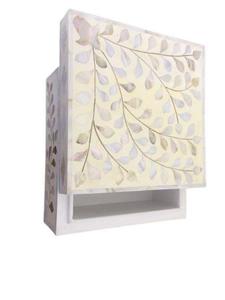 Modern Rectangular Mother of Pearl Jewelry Box with Wood <b>Hinges</b> Inlay Design Polished Finish Enhances <b>Table</b> Beauty - Product Image 4