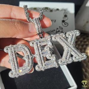 Luxury Moissanite Diamond " DEX " Letter Pendant With Rope Chain Full Iced Out Hip Hop Necklace Jewelry - Product Image 5