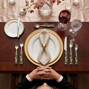 Stainless Steel Eco Friendly Flatware 4-Piece Cutlery Set <b>Mirror</b> Polish Marble Handle Wholesale Price Home & Restaurant Use - Product Image 5