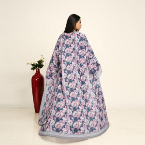 Abaya longue ouverte sur le devant en mousseline unie, style modeste islamique pour femmes, idéale pour l'Aïd et le Ramadan. - Product Image 4