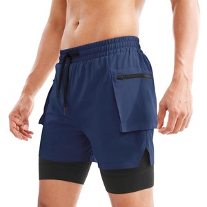 Men's <b>Polyester</b> <b>Shorts</b> Gym <b>Shorts</b> Zipper Pocket Drawstring Elastic Waist Outdoor Running <b>Shorts</b> Relaxed Fit Quick Dry Breathable - Product Image 6