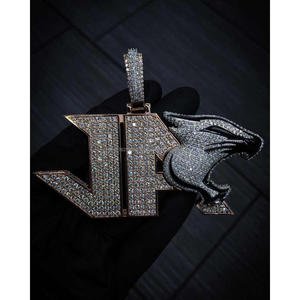 Luxury Panther Letter Pendant Moissanite GIA Certified 925 Sterling <b>Silver</b> Gold Plated <b>Initial</b> <b>Necklace</b> Animal Head Hip Hop - Product Image 1