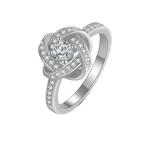 Anillos de Diamantes de Eternidad con Espiral de Flores de Diamantes Cultivados en Laboratorio de Plata de Ley 925 de Alta Calidad, Regalo Minimalista de Aniversario - Product Image 1