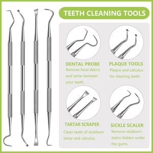 Dental <b>Tools</b> Pet Dog <b>Teeth</b> Cleaner <b>Tool</b> Kit, Stainless Steel Plaque Remover Dental Picks <b>Tooth</b> Tartar Scraper Pet Care - Product Image 3