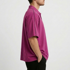 เสื้อโปโลผู้ชายทรงหลวมแขนสั้นลำลองคอปกผ้าฝ้ายทรงหลวมสตรีทแวร์สำหรับฤดูร้อน - Product Image 3