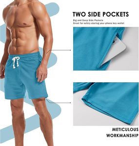 Shorts cargo pour homme en lin/coton, couleur unie, taille élastique, style décontracté urbain, respirant, séchage rapide, taille mi-haute, bleu - Product Image 2