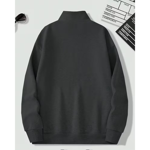 เสื้อสเวตเชิ้ตคอเต่าครึ่งซิปทรงโอเวอร์ไซส์ผ้าฝ้ายสไตล์สตรีทแวร์แบบเรียบสำหรับผู้ชายและผู้หญิง รับผลิตตามแบบ OEM - Product Image 2