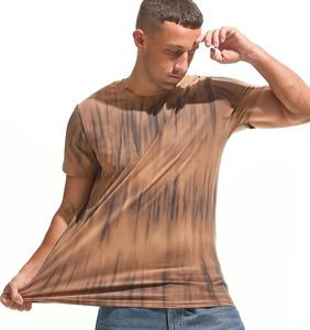 <b>Men's</b> <b>Tie</b>-Dye Short Sleeve T-Shirt O-Neck Knitted Regular Fit Casual Style <b>Brown</b> Patterned Top - Product Image 1