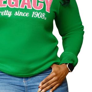 Green AKA <b>Ivy</b> Chenille Sweatshirt Pullover Crew Neck Long Sleeve Top Soft Fleece Women Casual Fashion Sorority Apparel Stylish - Product Image 3