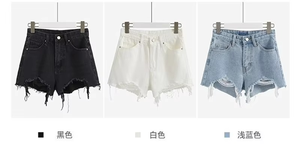 Shorts en jean pour femmes, décontractés, coupe ample, taille élastique, jambe large, grande taille, mode féminine - Product Image 2