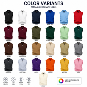 Gilet de golf personnalisé pour homme, col zippé, sans manches, pull-over, OEM ODM, marque privée, fabricant de vêtements en gros, écologique - Product Image 5