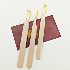 Luxury Gold Tip Eyelash Extension Tweezers <b>Kit</b> 3 Piece Precision <b>Lash</b> Isolation 90 45 65 Degree Volume Tweezers Custom Logo - Product Image 1