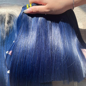 Silky Bonestraight Virgin Vietnamese Hair Ombre Ocean <b>Blue</b> Color Hair For Women Wholesale Factory Price Trending Hair Products - Product Image 3