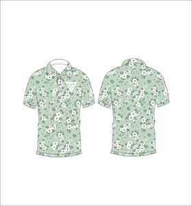 Camisa polo con estampado floral verde menta para hombre, camiseta informal de manga corta a la moda de verano - Product Image 3