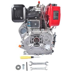 Nuovo Motore Diesel Monocilindrico 4 Tempi da 10HP 418CC 6300W con Avviamento a Strappo 3600RPM Raffreddato ad Aria (Rosso) Euro 3 Elettrico 418CC - Product Image 4