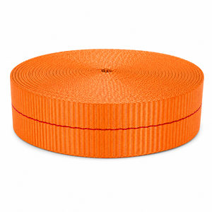 Orange Solid Color Jacquard Logo Custom High Tenacity <b>100</b>% <b>Polyester</b> Slub <b>Yarn</b> Eco-Friendly 50mm Backpack Strap Factory Price - Product Image 1