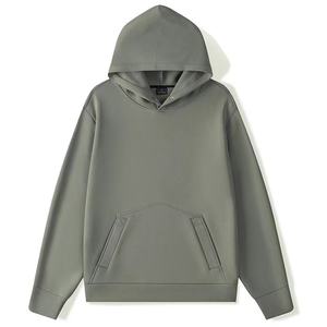Unisex Solid Black Hooded Sweatshirt Regular Fit Heavyweight Cotton French Terry Casual <b>Pullover</b> with Front Pocket Winter Wear - Product Image 2