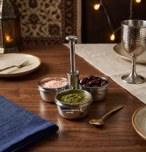 Plateau de service rotatif de luxe en acier inoxydable pour condiments, noix et snacks, avec poignée centrale, pour comptoir, bonbons et fruits secs - Product Image 2