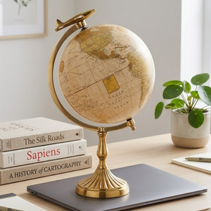 Globe de bureau de direction de luxe |   Carte du monde détaillée avec support en aluminium |   Globe éducatif pour bureau et décoration intérieure - Product Image 3