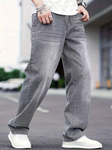 GREEN SWIFT INDUSTRIES Jeans pour hommes sur mesure, coupe droite ample, taille mi-haute, longueur intégrale, grande taille - Denim épais imperméable - Product Image 6