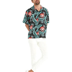 Camisa Hawaiana Floral para Hombre, Manga Corta, Cuello en V, Ropa de Verano para Vacaciones, 100% Poliéster Popelina, Transpirable, Estampada, Estilo Casual de Playa - Product Image 6