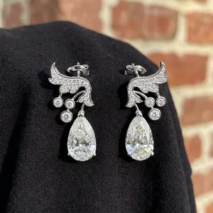 Pendientes de Diamantes Cultivados en Laboratorio con Corte Pera, Estilo Art Deco Clásico, Shivay Star Diamond, Piedras Brillantes, Chapados en Oro, Regalo para Bodas y Fiestas - Product Image 4