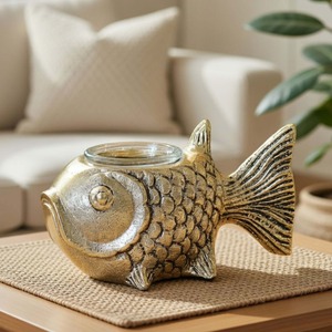 Porte-bougie sculpté en forme de poisson, 13.5cm, décoration pour la maison, résistant à la chaleur - Product Image 2