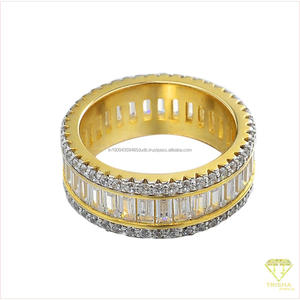 Bague de luxe pour homme en moissanite et diamant, en argent sterling 925, avec bande ronde et style baguette, étincelante, vente en gros - Product Image 5